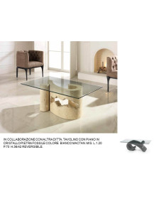 TAVOLINO CON PIANO IN CRISTALLO PIETRA FOSSILE