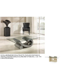 TAVOLINO CON PIANO IN CRISTALLO PIETRA FOSSILE