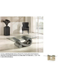 TAVOLINO CON PIANO IN CRISTALLO PIETRA FOSSILE