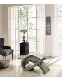 TAVOLINO CON PIANO IN CRISTALLO PIETRA FOSSILE