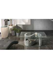 TAVOLINO CON PIANO IN CRISTALLO PIETRA FOSSILE