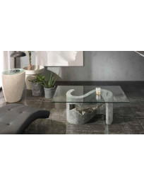 TAVOLINO CON PIANO IN CRISTALLO PIETRA FOSSILE