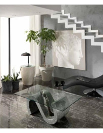 TAVOLINO CON PIANO IN CRISTALLO PIETRA FOSSILE