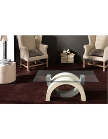 TAVOLINO CON PIANO IN CRISTALLO PIETRA FOSSILE