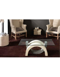 TAVOLINO CON PIANO IN CRISTALLO PIETRA FOSSILE