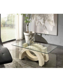 TAVOLINO CON PIANO IN CRISTALLO PIETRA FOSSILE