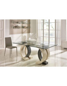 TAVOLINO CON PIANO IN CRISTALLO PIETRA FOSSILE