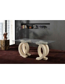 TAVOLINO CON PIANO IN CRISTALLO PIETRA FOSSILE