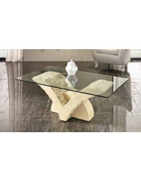 TAVOLINO CON PIANO IN CRISTALLO PIETRA FOSSILE