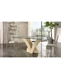 TAVOLINO CON PIANO IN CRISTALLO PIETRA FOSSILE