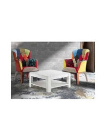 TAVOLINO A RETTANGOLO E QUADRATI IN ABETE SPAZZOLATO BIANCO