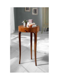 TAVOLINO TONDO 1 CASSETTO IN NOCE INTARSIATO