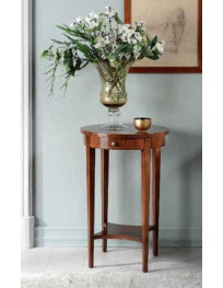 TAVOLINO TONDO 1 CASSETTO  CON RIPIANO INTARSIATO