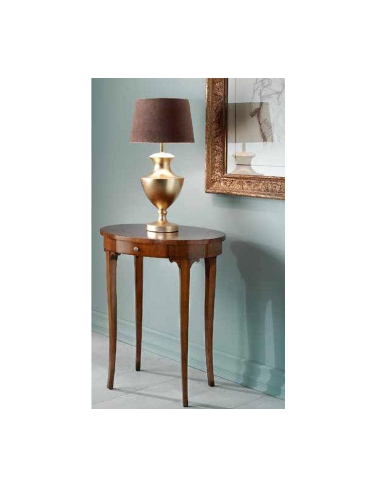 TAVOLINO OVALE 1 CASSETTO  CON RIPIANO INTARSIATO