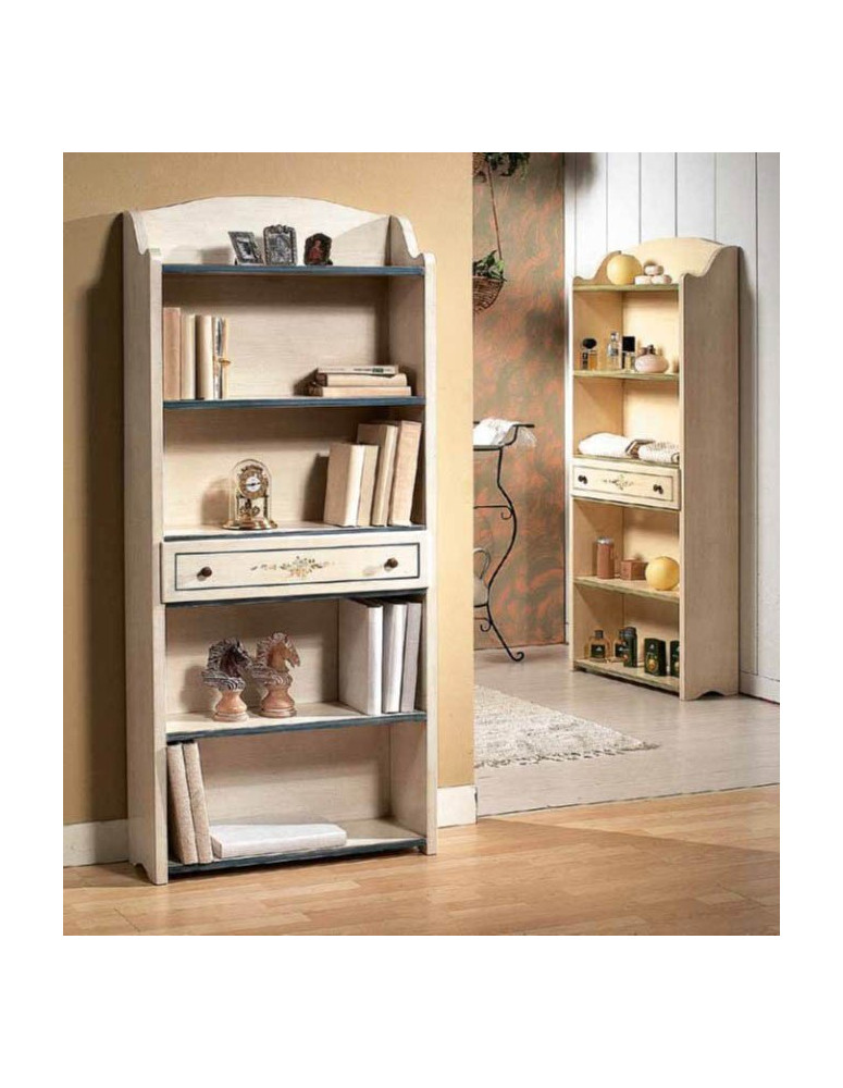 ETAGERE 1 CASSETTO  LACCATA AVORIO FILO VERDE