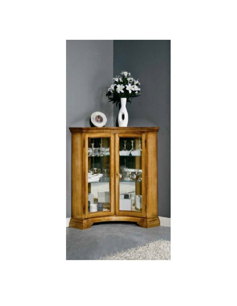 VETRINA ANGOLO SAGOMATO BASSA 2 PORTE CON VETRI