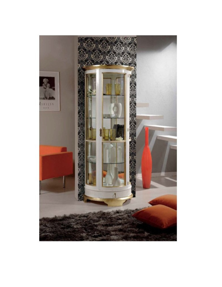 VETRINA  SEMICERCHIO ALTA CON CASSETTO BASSO CON  VETRI