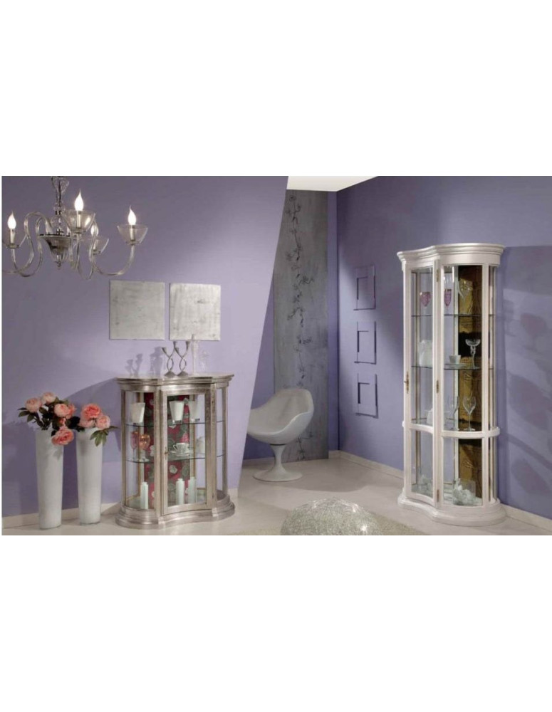 VETRINA  OVALE BASSA  CON VETRI E VETRINA ALTA OVALE