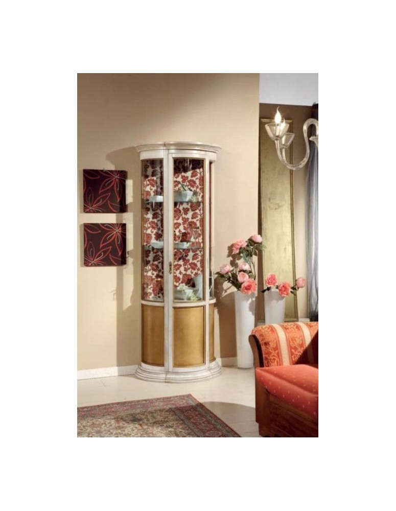 VETRINA SAGOMATA  CON PANNELLI E VETRI LACCATA