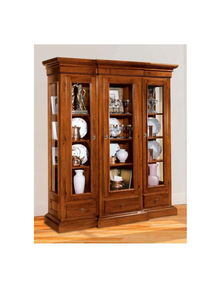 VETRINA 3 PORTE  PIU 3 CASSETTI CON CORPO AVANZATO VERNICIATA