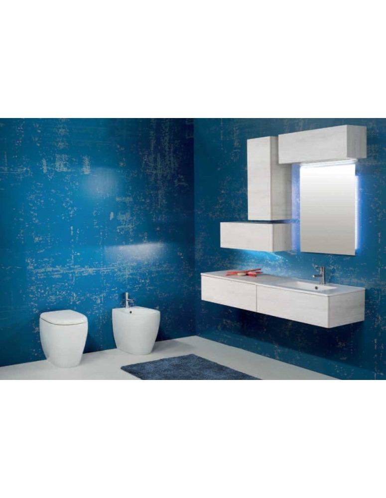 BAGNO SOSPESO A DUE ELEMENTI E PENSILI A VASISTAS