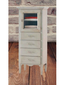 VETRINETTA 1 PORTA CON 4 CASSETTI LACCATA.