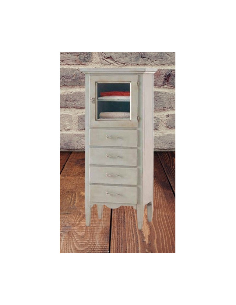 VETRINETTA 1 PORTA CON 4 CASSETTI LACCATA.