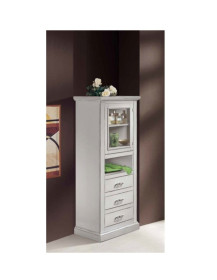 VETRINETTA  1 PORTA E 3 CASSETTI LACCATA PATINATA