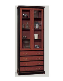 LIBRERIA  4 CASSETI   2 ANTE  A VETRO  ANTICHIZZATA