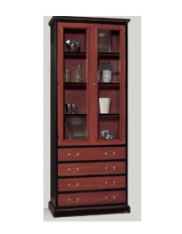 LIBRERIA  4 CASSETI   2 ANTE  A VETRO  ANTICHIZZATA