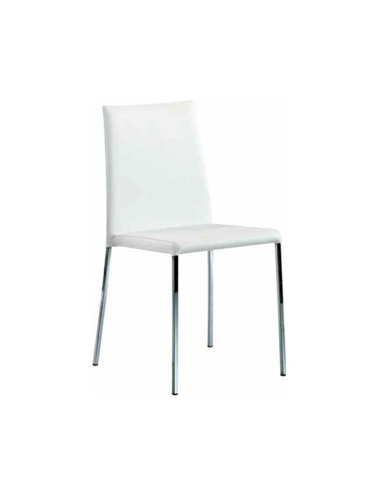 SEDIA  IN  ACCIAIO CROMATO IN ECOPELLE