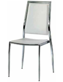 SEDIA  IN  ACCIAIO CROMATO IN ECOPELLE