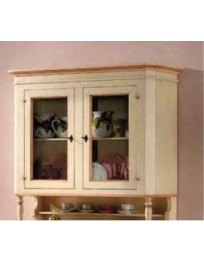 VETRINA 2 PORTE LACCATA AVORIO CON FILO OCRA