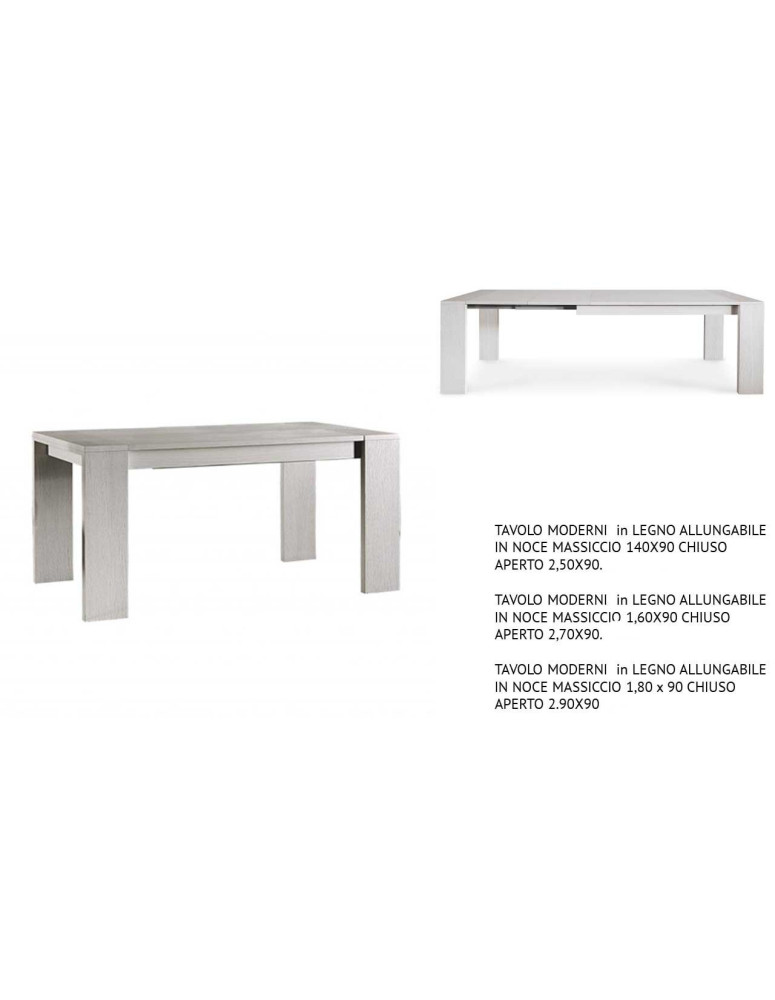 TAVOLO MODERNO in LEGNO ALLUNGABILE IN NOCE MASSICCIO