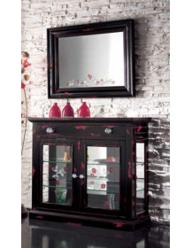 VETRINETTA 2 PORTE 1 CASSETTO  CON FIANCHI A VETRO E SPECCHIERA RETTANGOLARE