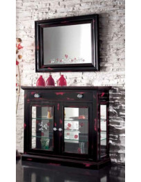 VETRINETTA 2 PORTE 1 CASSETTO  CON FIANCHI A VETRO E SPECCHIERA RETTANGOLARE