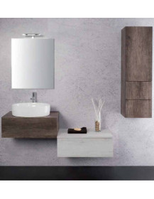 BAGNO SOSPESO CON COLONNA LATERALE CON DUE CASSETTI