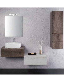 BAGNO SOSPESO CON COLONNA LATERALE CON DUE CASSETTI