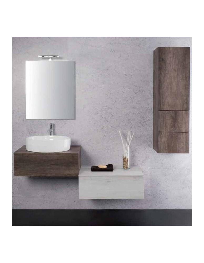 BAGNO SOSPESO CON COLONNA LATERALE CON DUE CASSETTI