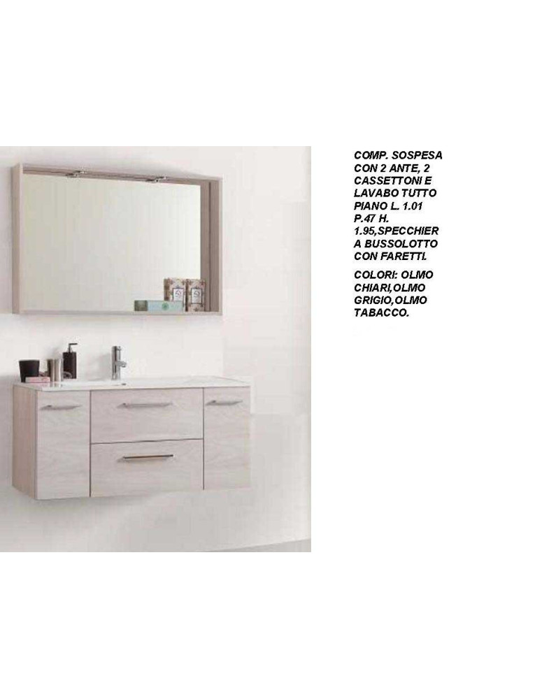 COMPOSIZIONE SOSPESA 2 CASSETTONI 2 ANTE CON LAVABO PIATTO