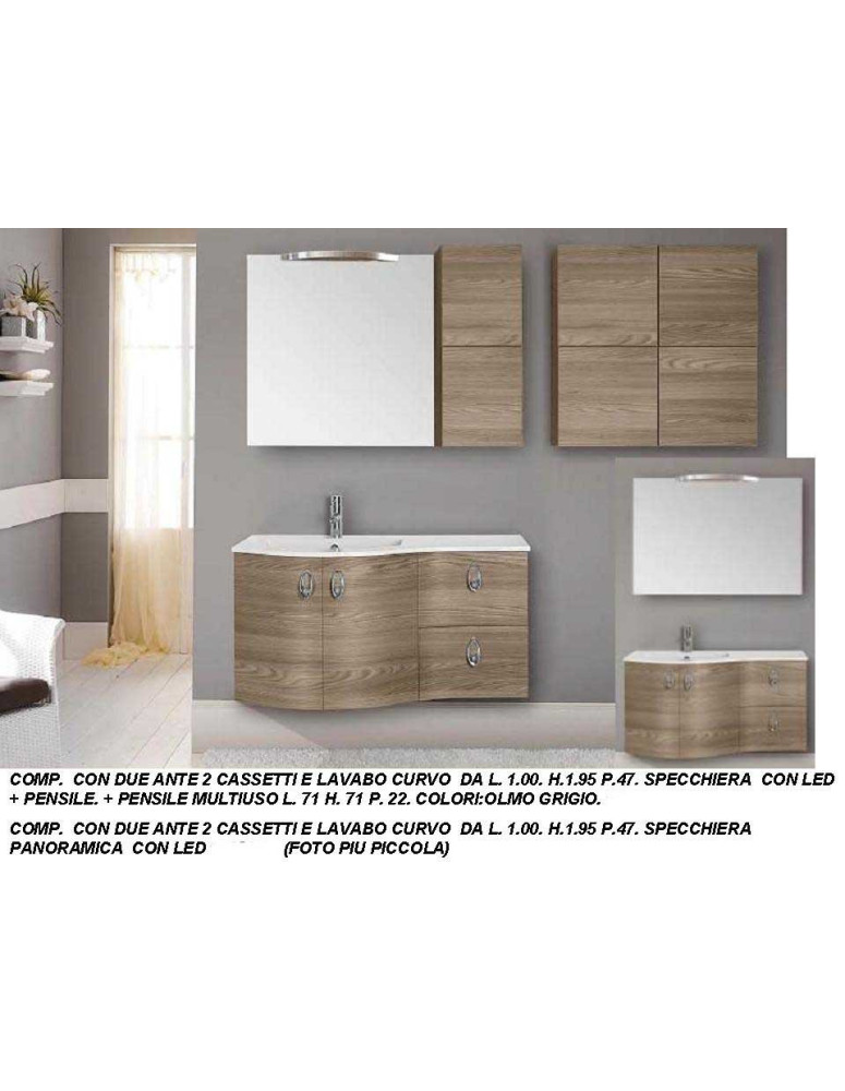 COMPOSIZIONE 2 ANTE 2 CASSETTI E LAVABO CURVO