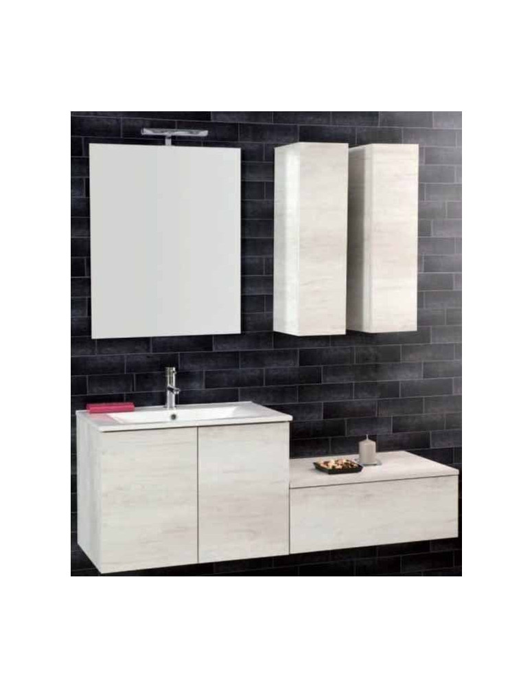 COMPOSIZIONE BAGNO SOSPESA DA CM 1.40 OLMO BIANCO