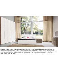 CAMERA CON ARMADIO 2 ANTE SCORREVOLI OLMO SCURO CON INSERTO AVORO