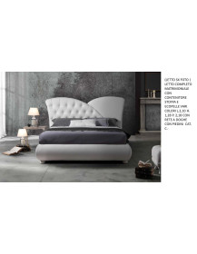 LETTO CON CONTENITORE E RETE A DOGHE IMBOTTITO