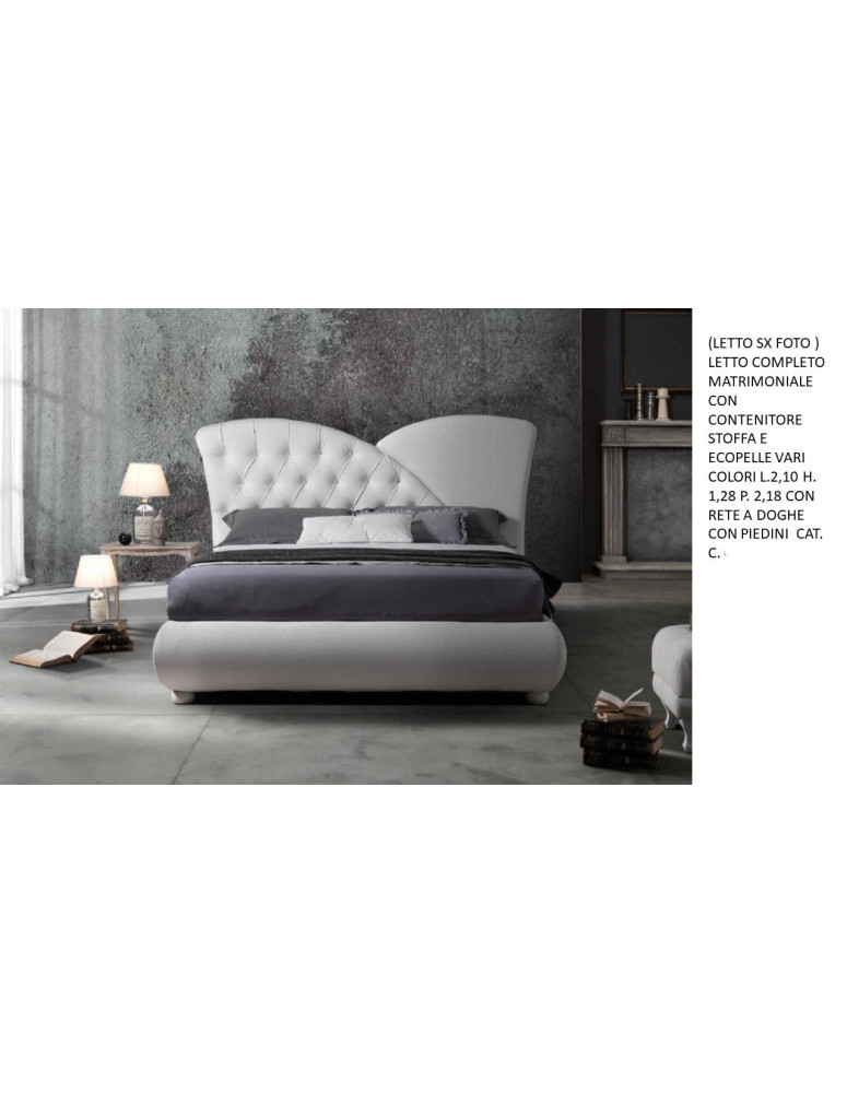 LETTO CON CONTENITORE E RETE A DOGHE IMBOTTITO