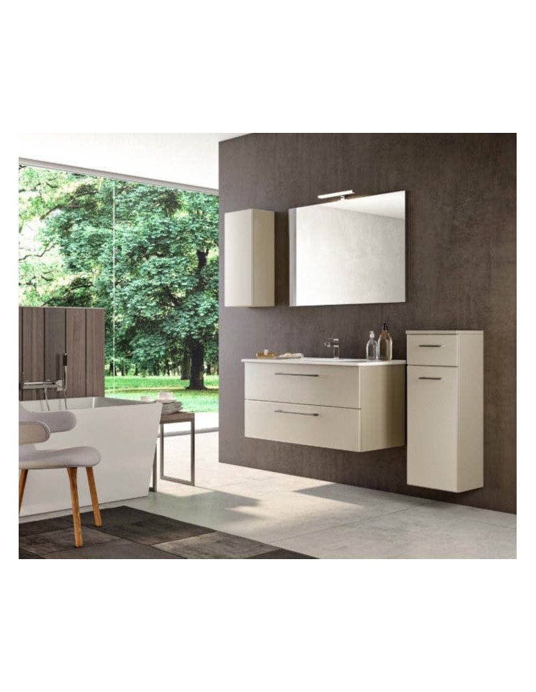 BAGNO CON BASE SOSPESA CON DUE CASSETTONI