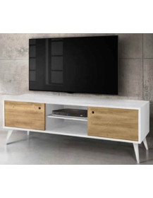 PORTA TV ABETE SPAZZOLATO E STRUTTURA BIANCA