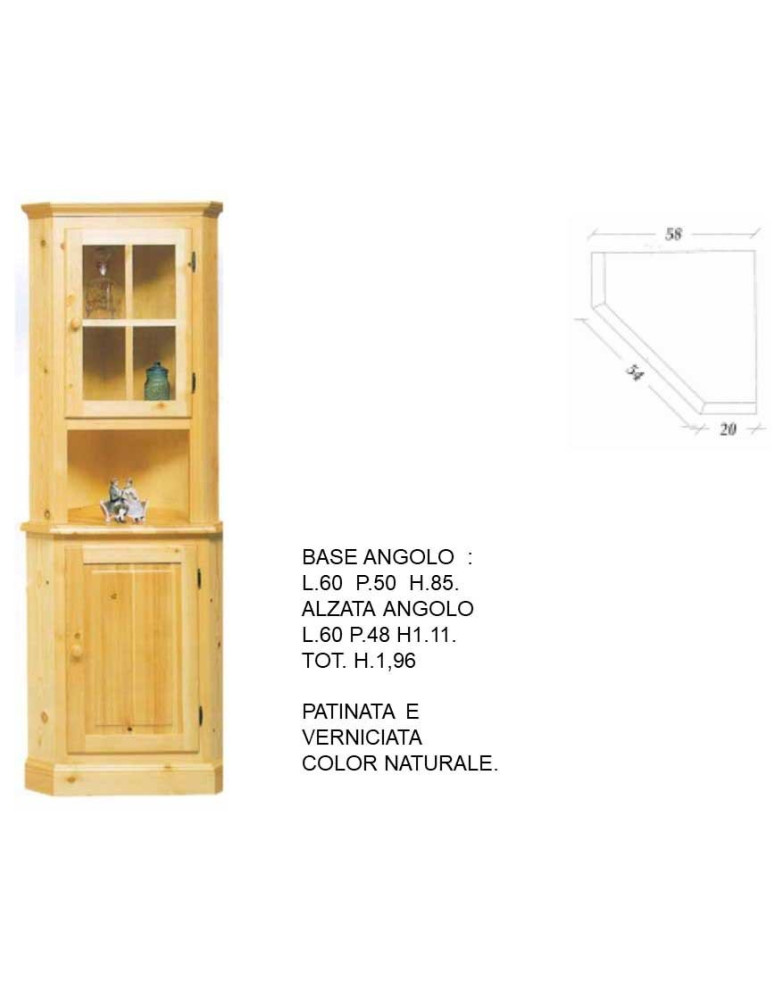 ANGOLIERA IN LEGNO DI PINO.