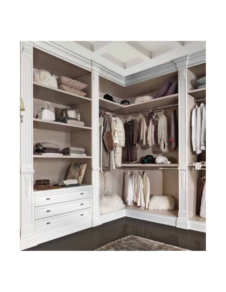 CABINA ARMADIO CON 3 CASSETTI LATERALI CON CAPITELLI E INTAGLI