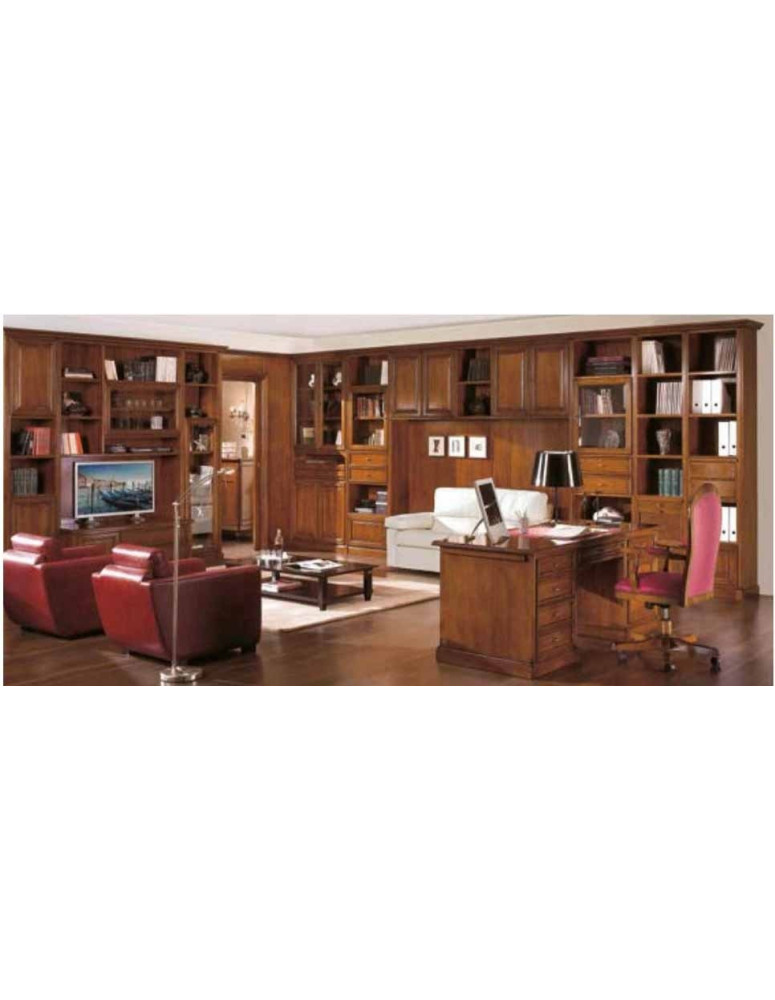 COMPOSIZIONE BOISERY A MISURA CON  LIBRERIE  CON DUE POLTRONE E DIVANO